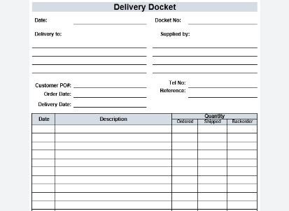 Order Delivery Docket Books