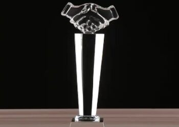 Clear Crystal Handshake Award
