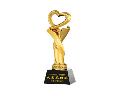 Heart Shape Gold Metal Trophy